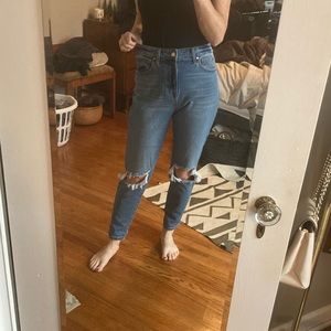 High rise distressed mom jeans